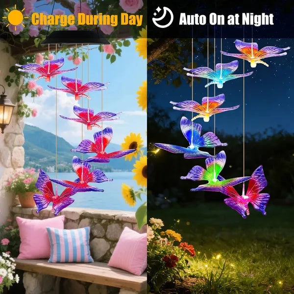 Solar Butterfly Wind Chime 7 Color Changing Wind Chime For Outside IPX4 Waterproof Outdoor Garden Yard Decor - view 2