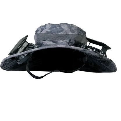 Outdoor Wide Brim Sun Hat With 2 Rechargeable Fans Solar Powered 3 Wind Speeds UPF50+ Breathable Waterproof Nylon Mesh - view 2