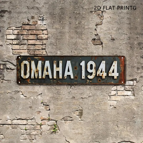Vintage Military Aluminum Sign Omaha Beach WW2 Landmark Rustic Wall Decor For Garage Bar Man Cave - view 4