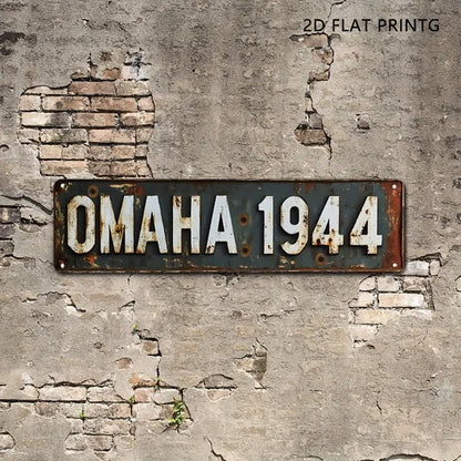 Vintage Military Aluminum Sign Omaha Beach WW2 Landmark Rustic Wall Decor For Garage Bar Man Cave - view 4