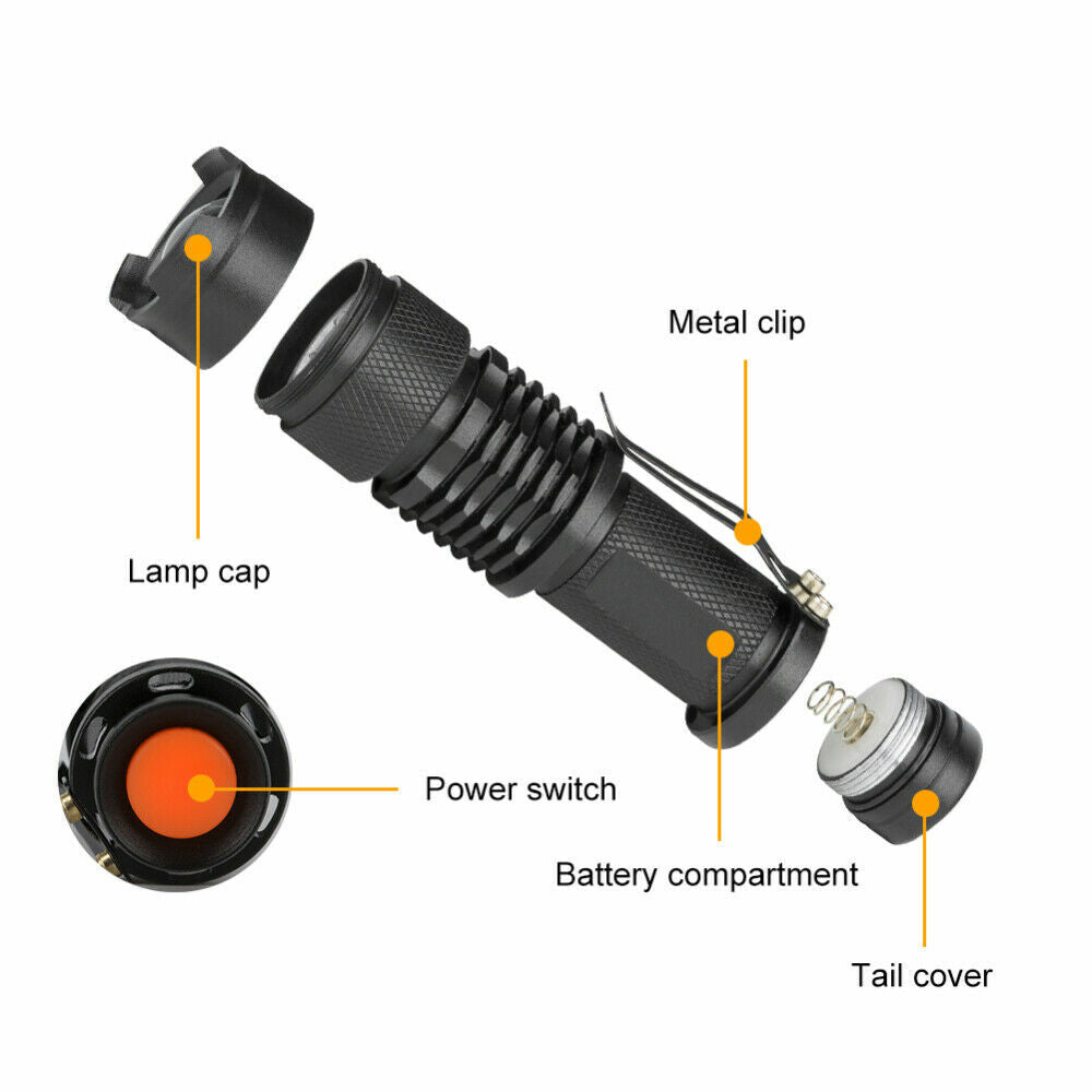 2 Pack UV Flashlight LED Handheld Blacklight Ultra Violet Flashlight 395nm Mini Light Inspection Lamp Torch Detector - view 3