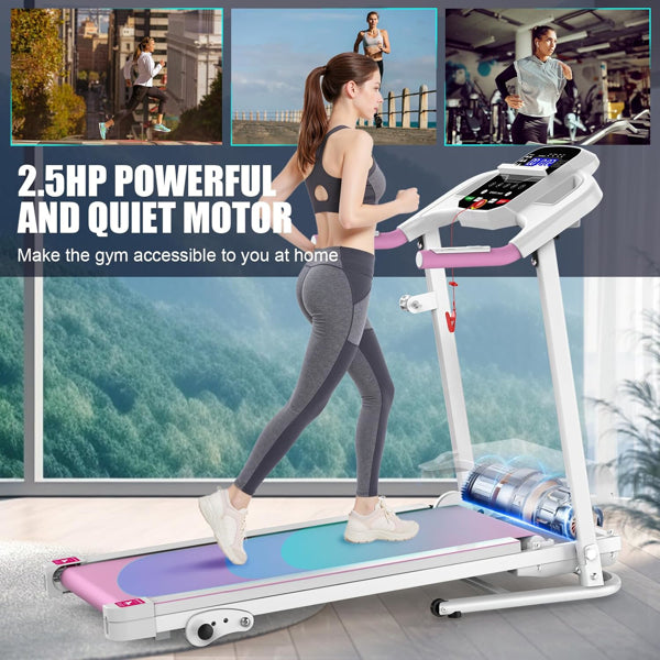 Compact Folding Treadmill For Home - 2.5HP Quiet Brushless Motor, 3-Level Incline, 7.5 MPH, Shock Absorption - view 2