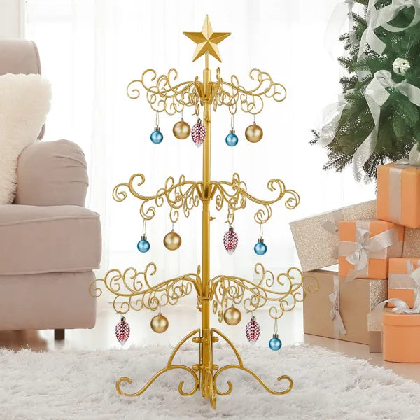 3ft Wrought Iron Christmas Tree, Metal Ornament Display Tree Stand For For Holiday Party Home Decor - view 4