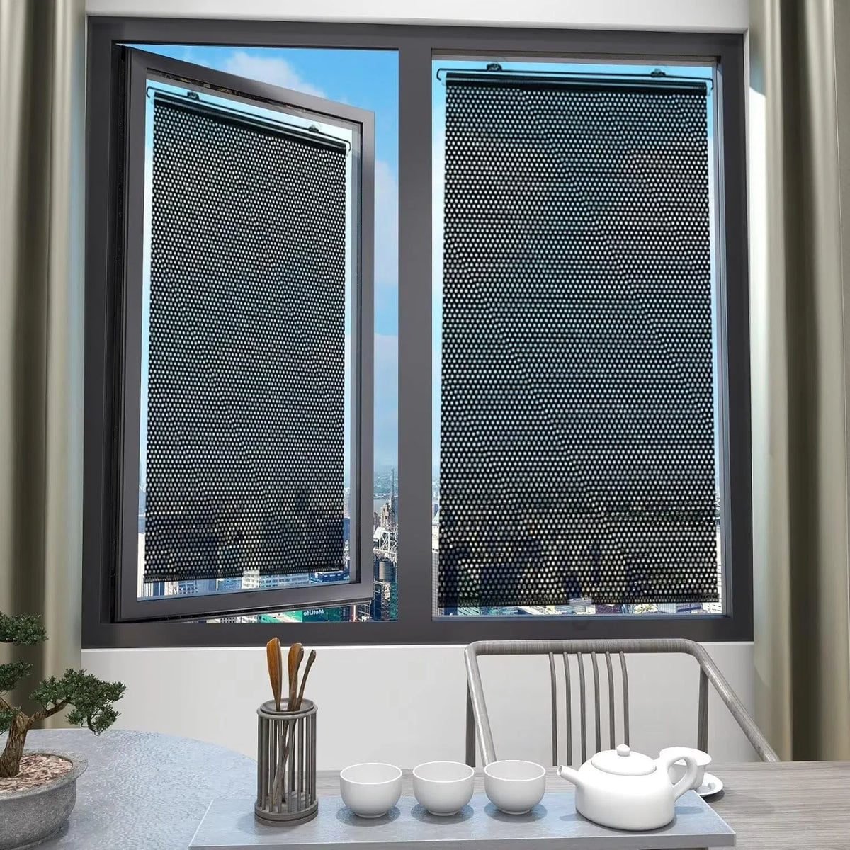 Window Shade with 3 Suction Cups Insulation Blackout Blind Shade Portable Temporary Cover - view 4