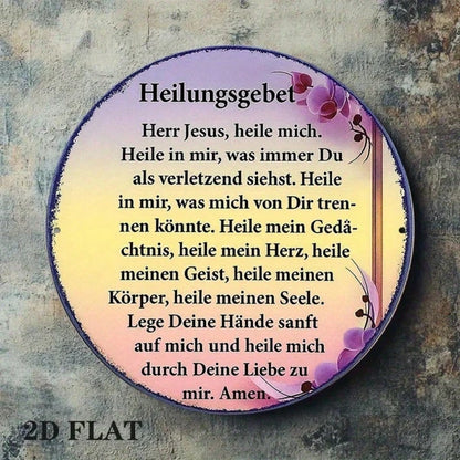 1pc 8x8 Inch Round French Aluminum Sign, Vintage Healing Prayer Decorative Plaque - view 3