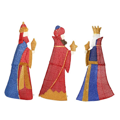 Set Of 3 Lighted Three Kings With Gifts Christmas Decorations, Pre-lit 2D Holiday Decor With 80 Warm White LED Lights