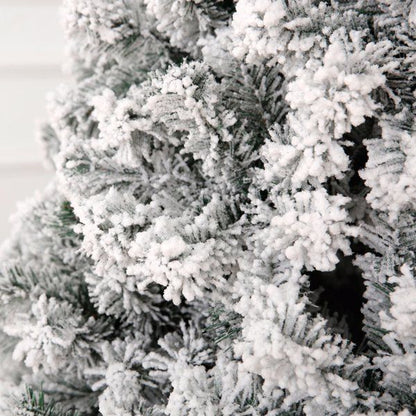 7 FT Pre-lit Snow Flocked Christmas Tree, Artificial Hinged Xmas Pine Tree With 1000 Branch Tips - view 6