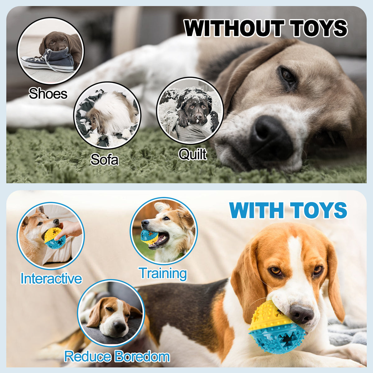Dog Chew Toys Grinding Teeth Sound Ball Toys Leaking Food Balls Anti Bite Interactive Training Cleaning Teeth Toys Pet - view 2