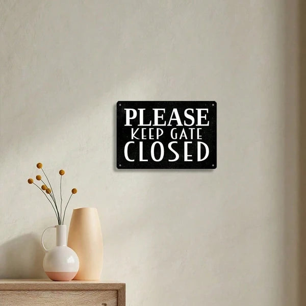 Vintage "Please Keep Gate Closed" Metal Sign, Rustic Iron Wall Decor For Home Farmhouse Garage - view 4
