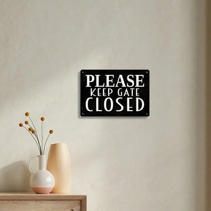 Vintage "Please Keep Gate Closed" Metal Sign, Rustic Iron Wall Decor For Home Farmhouse Garage - view 4