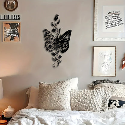 Aluminum Butterfly Floral Silhouette Wall Art Natural Farmhouse Home Decor Gift - view 4
