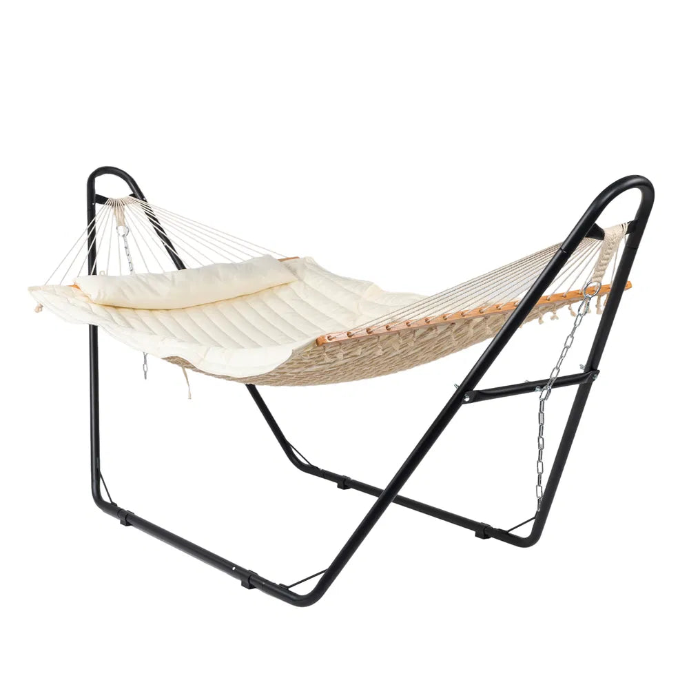 Hammock With Stand, Double-Barrel Hammock With Hammock Bed, Heavy Duty Adjustable Hammock Set For Outdoors, Patio, Yard - view 2