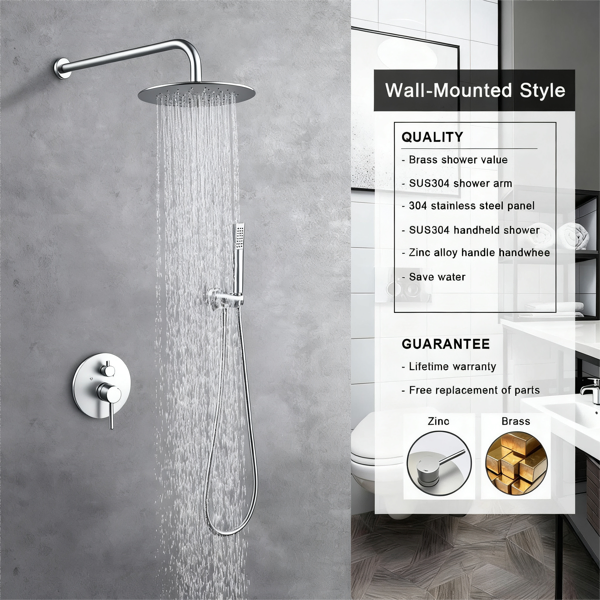 Shower System Shower Faucet Combo Set Wall Mounted With 10" Rainfall Shower Head And Handheld Shower Faucet - view 3