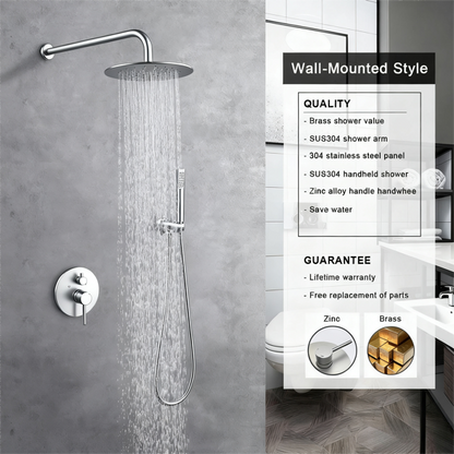 Shower System Shower Faucet Combo Set Wall Mounted With 10" Rainfall Shower Head And Handheld Shower Faucet - view 3