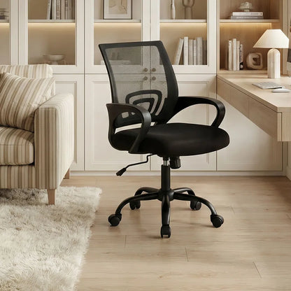 Ergonomic Office Desk Gaming Chair Mid Back With Lumbar Support Rocking Mode Height Adjustable With Fixed Armrest - view 6