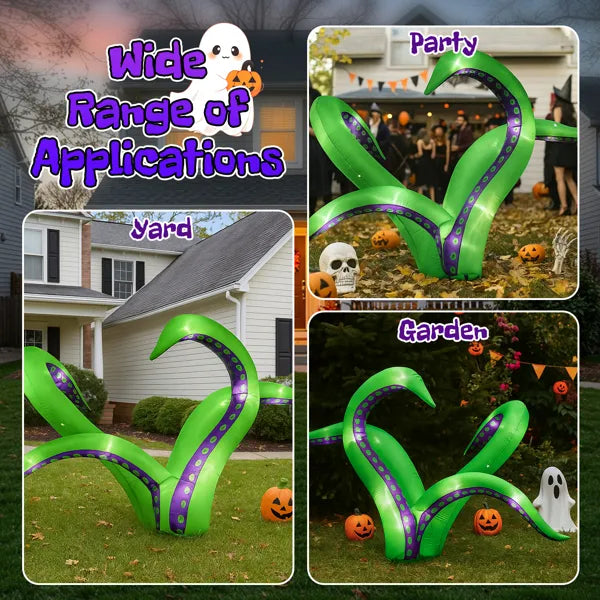 2 Pack Halloween Inflatable Octopus Tentacles Outdoor Decorations, Blow Up Hanging Decoration With Built-in LED Lights - view 8