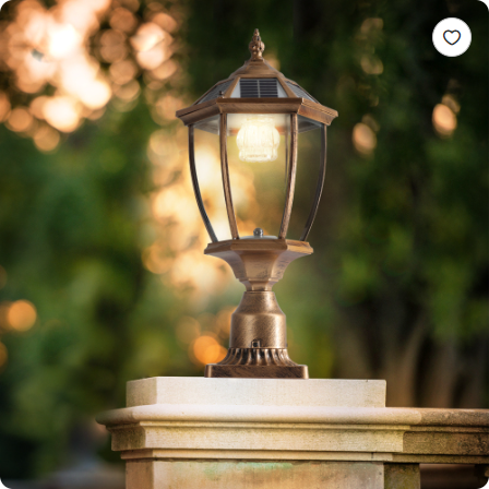 20 Golden Solar Powered LED Outdoor Lantern, Vintage Garden Light With Elegant Glass Design For Pathways, Yards - view 2