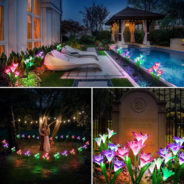 Solar Garden Lights, 4 Pack Solar Star Jellyfish Lights 7 Color Changing Fiber Optic Light Gardening Gifts For Mom - view 2