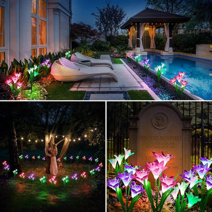 Solar Garden Lights, 4 Pack Solar Star Jellyfish Lights 7 Color Changing Fiber Optic Light Gardening Gifts For Mom - view 2