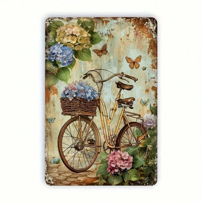 Retro Bicycle | 8x12 Inch Metal Tin Sign Waterproof Rustproof Vintage Wall Decor Classic Bicycle Pattern Hanging Plaque - view 3