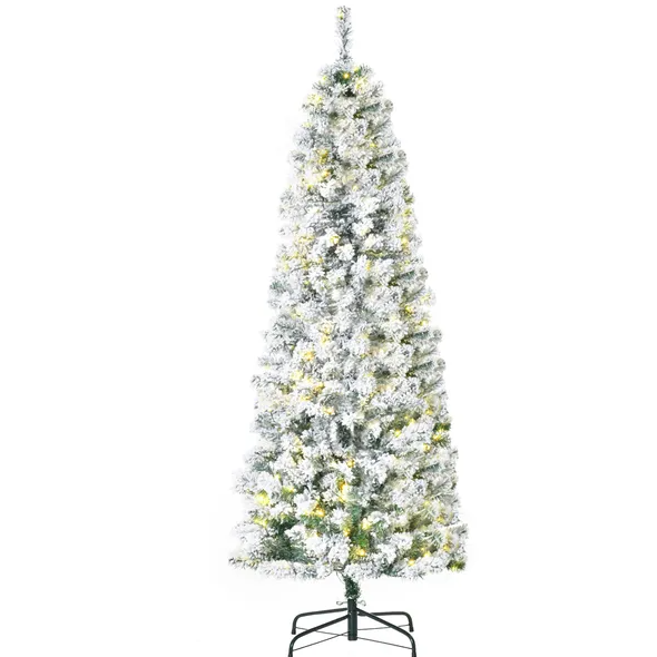 6 Ft Pre-Lit Snow-Flocked Slim Douglas Fir Artificial Christmas Tree With Realistic Branches - view 5