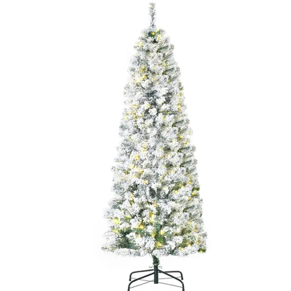 6 Ft Pre-Lit Snow-Flocked Slim Douglas Fir Artificial Christmas Tree With Realistic Branches - view 5