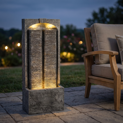 Outdoor Water Fountain Cascading LED Lights 39inch H, Resin Fiberglass With Quiet Pump - view 3