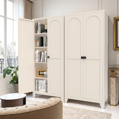 71'' 2 Shapely Door Cabinet With Lock, Metal Storage Cabinet With Doors And Adjustable Shelves, For Kitchen, Bedroom - view 10