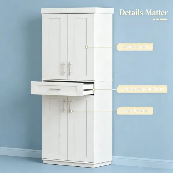 Storage Cabinet With Adjustable Shelves 30 Inches X 15.75 Inches X 72 Inches For Kitchen - view 3