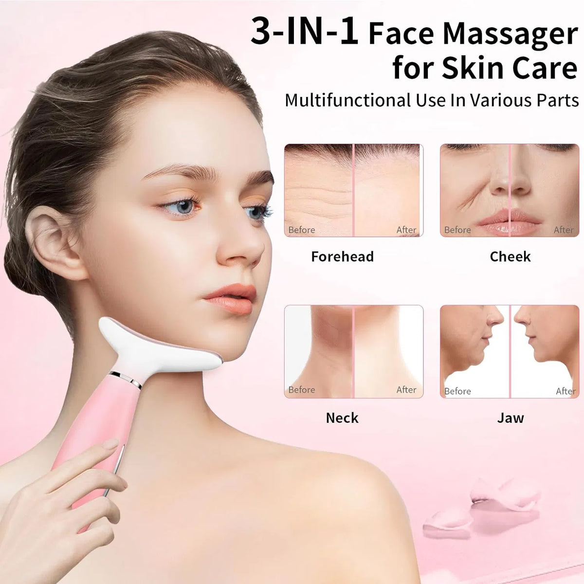 Neck Face Massager, Skin Care Face Massage Tool, 3-in-1 Facial Massager, Face Sculpting Tool With Thermals, Vibration - view 6