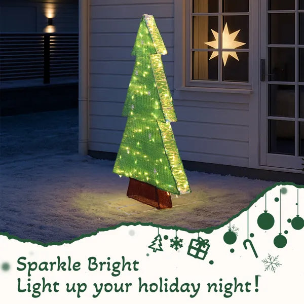 4FT Lighted Christmas Tree Yard Decorations, Pre-lit Holiday Decor With 110 Warm White LED Lights For Xmas Outdoor - view 7