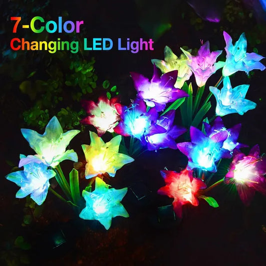 Outdoor Solar Lights, 4 Pack Solar Garden Light With Bigger Lily Flowers - view 2