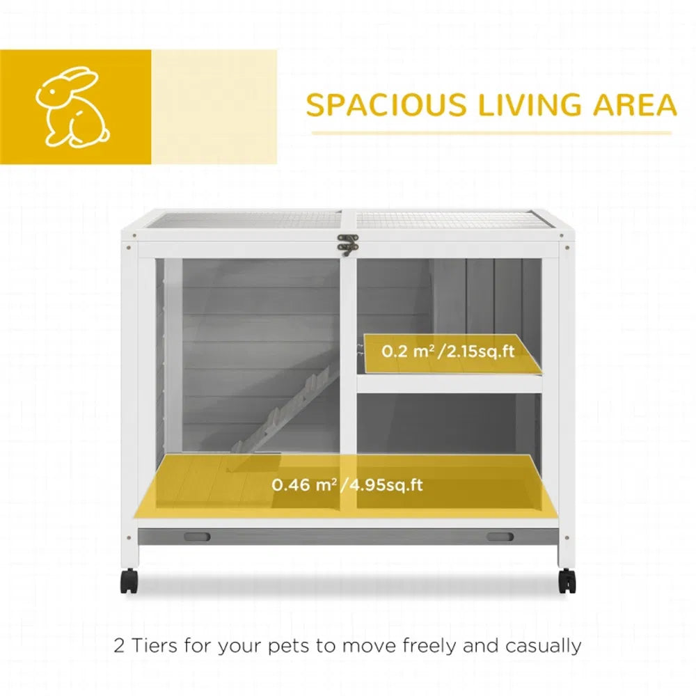 Pet cage / Wood Rabbit Hutch-Gray - view 3