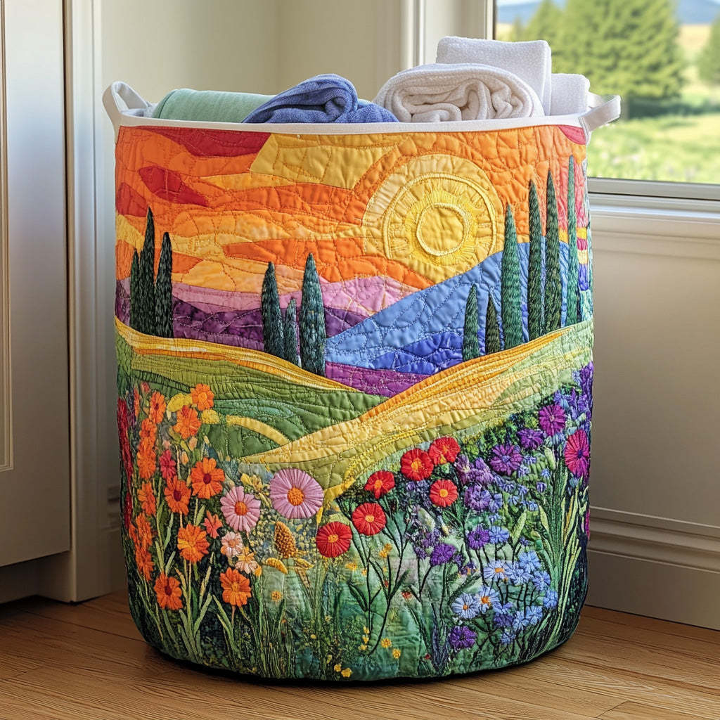 Quilted Embroidery Laundry Basket Storage Box Laundry Hamper - view 10