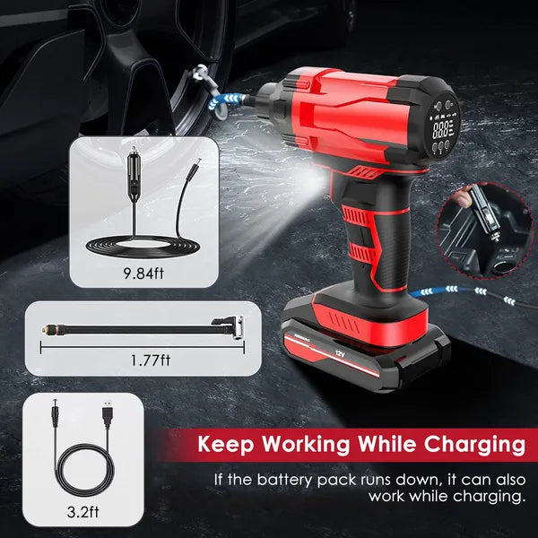 150PSI Cordless Car Tire Pump 6000mAh Rechargeable Tire Inflator 12V Portable Electric Air Compressor With LED Light - view 2