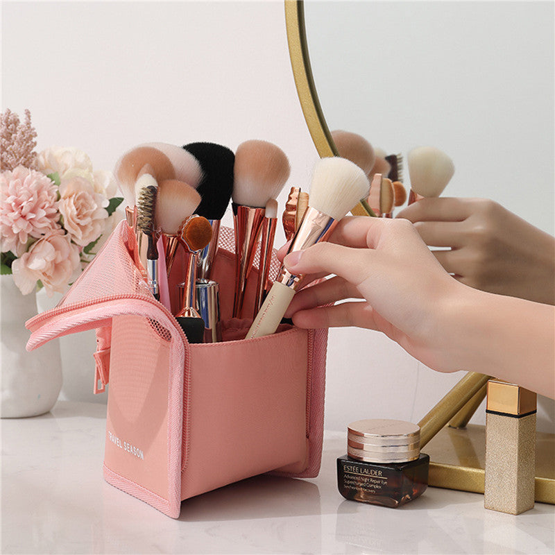 Makeup Brush Case Makeup Brush Holder Travel Waterproof Cosmetic Bag Stand-up Foldable Makeup Cup With Zipper - view 3