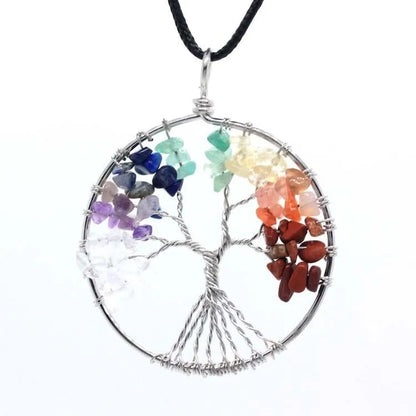 Tree of Life Pendant Necklace 7 Chakra Natural Gemstone Crystal Stones Healing - view 10