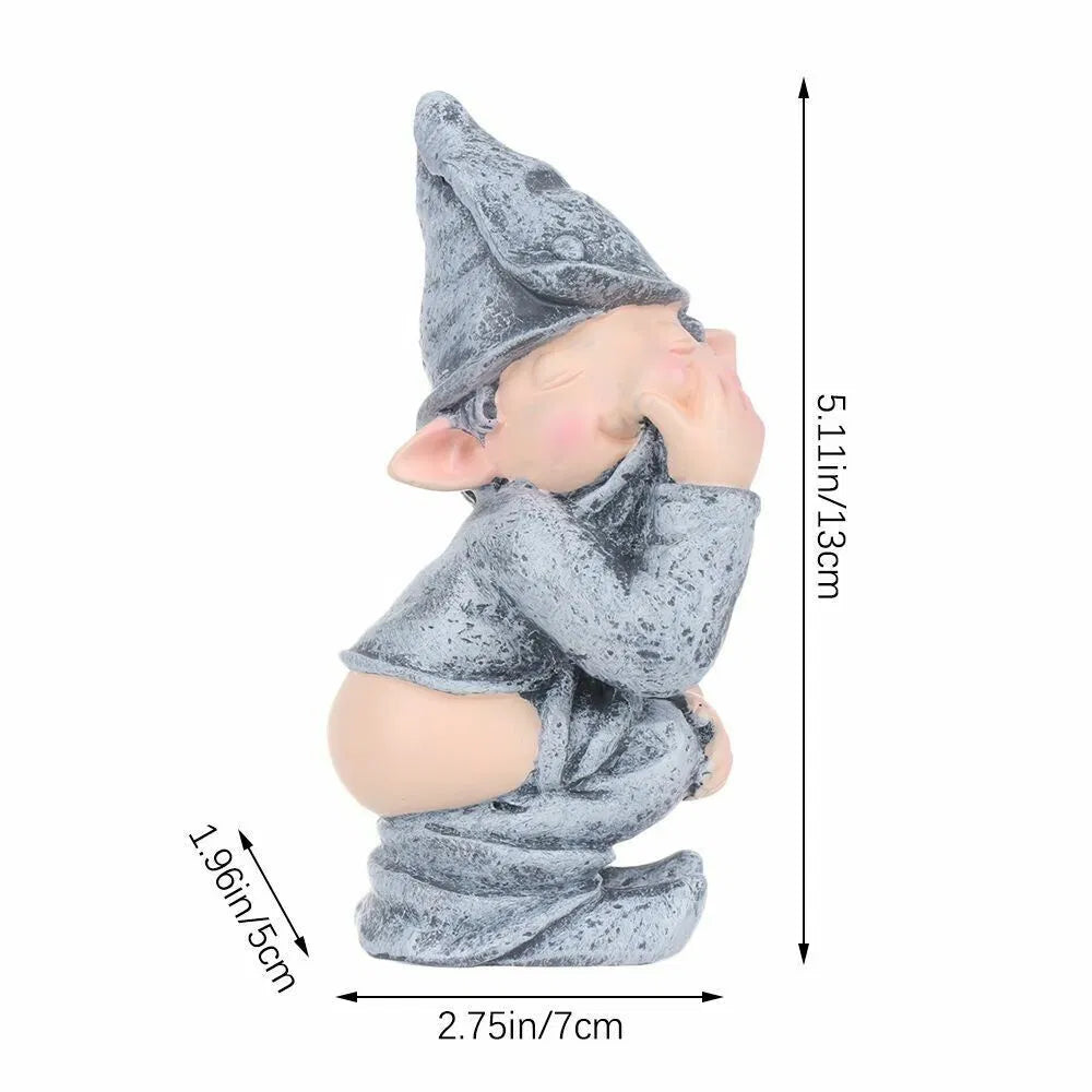 Pooping Naughty Gnome Miniature Statue Funny Resin Home Garden Ornament US - view 2
