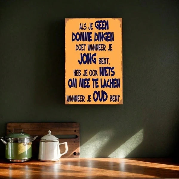 1pc Retro Dutch Saying Metal Sign Funny Orange Wall Art With Blue Lettering Vintage Home Decor For Cafe Pub Garage 12x8 - view 4