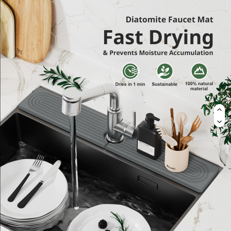 Diatomaceous Earth Sink Tray Stone Home Sink Caddy Kitchen Instant Dry Sink Organizer - view 5