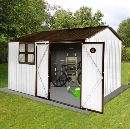 Metal Garden Sheds 10ftx8ft Outdoor Storage Sheds Whitecoffee With Window - view 2