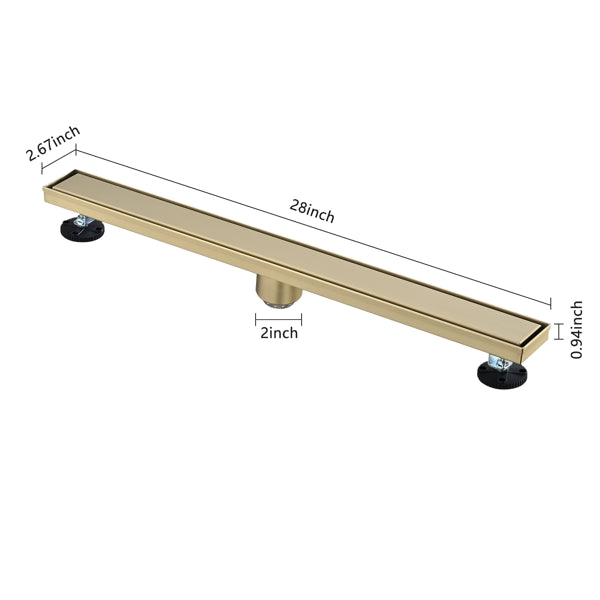 28 Inch Linear Shower Drain With 2-in-1 Flat & Tile Insert Removable Cover - view 4