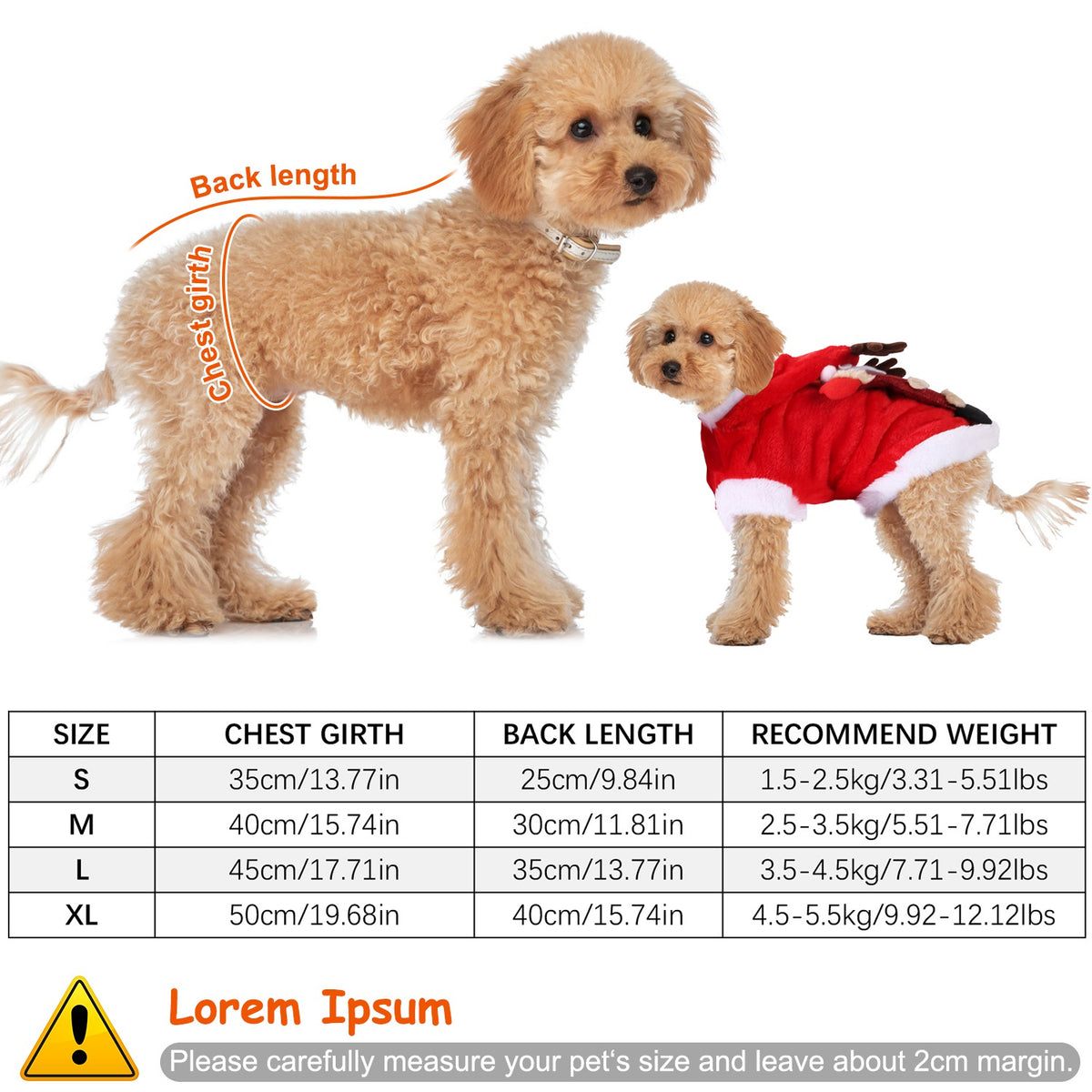 1Pc Pet Christmas Clothes Santa Claus Reindeer Antlers Costume Winter Outfit New Year Coat For Small Medium Dogs Cats - view 2