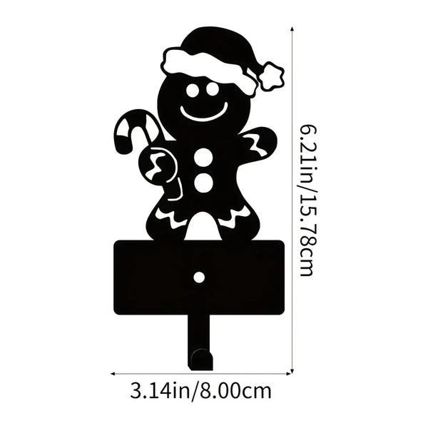 2 Pcs Gingerbread Man Metal Key Hooks Christmas Themed Wall Decor - view 5