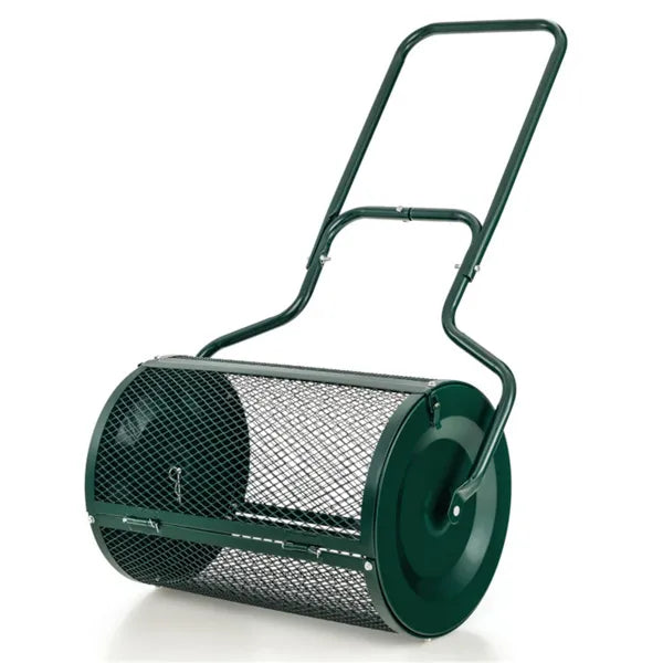 24-Inch Metal Mesh Compost Spreader With 2.7 Cu.ft Large Capacity, Heavy-Duty Rustproof Lawn Spreader For Peat