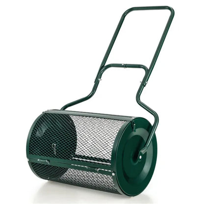 24-Inch Metal Mesh Compost Spreader With 2.7 Cu.ft Large Capacity, Heavy-Duty Rustproof Lawn Spreader For Peat