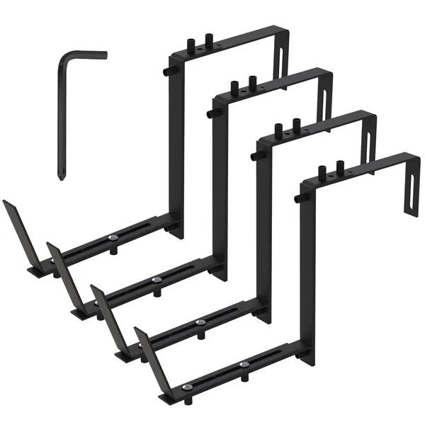4Pcs Adjustable Planter Box Brackets Flower Box Holders Window Boxes Planters Hooks No Drill Railing Planter Mounts