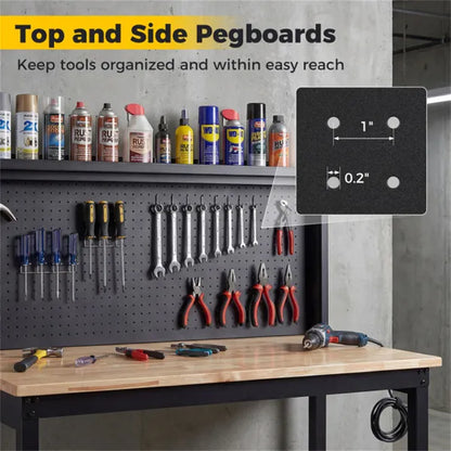 48" Heavy-Duty Workbench 2000LBS Capacity 7-Level Height Adjustable with Built-in Power Strip - view 9