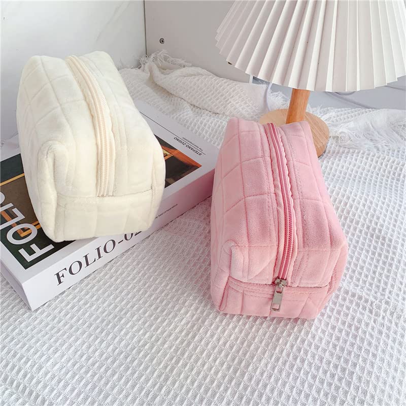 Plush Makeup Bag Checkered Cosmetic Bag Cosmetic Travel Bag Large Zipper Travel Toiletry Bag Portable Multi Functional - view 9