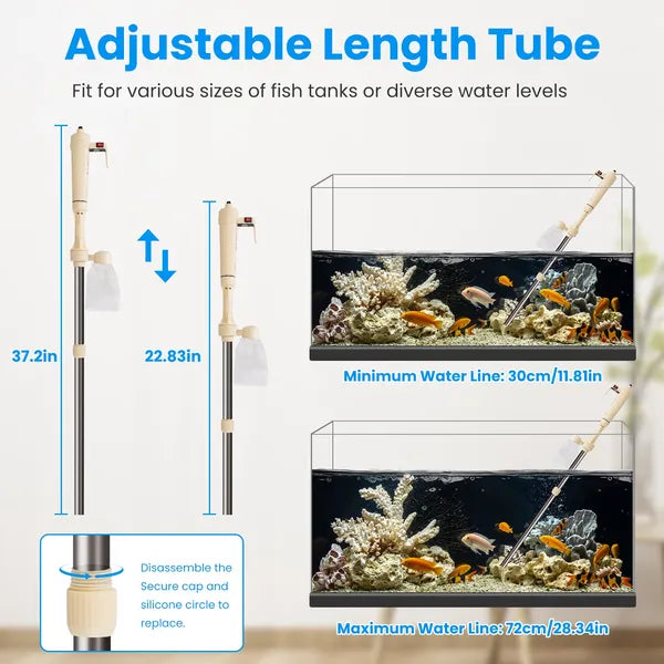 Multifunctional Electric Aquarium Gravel Cleaner Kit Length Adjustable Automatic Fish Tank Vacuum Cleaner - view 4